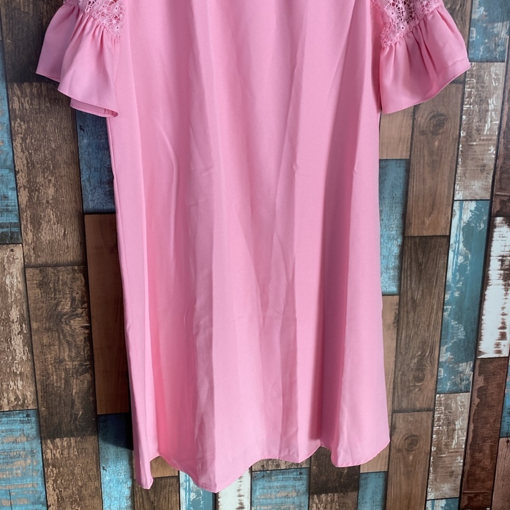 Pink crotchet top baby doll layered dress - Picture 4 of 16